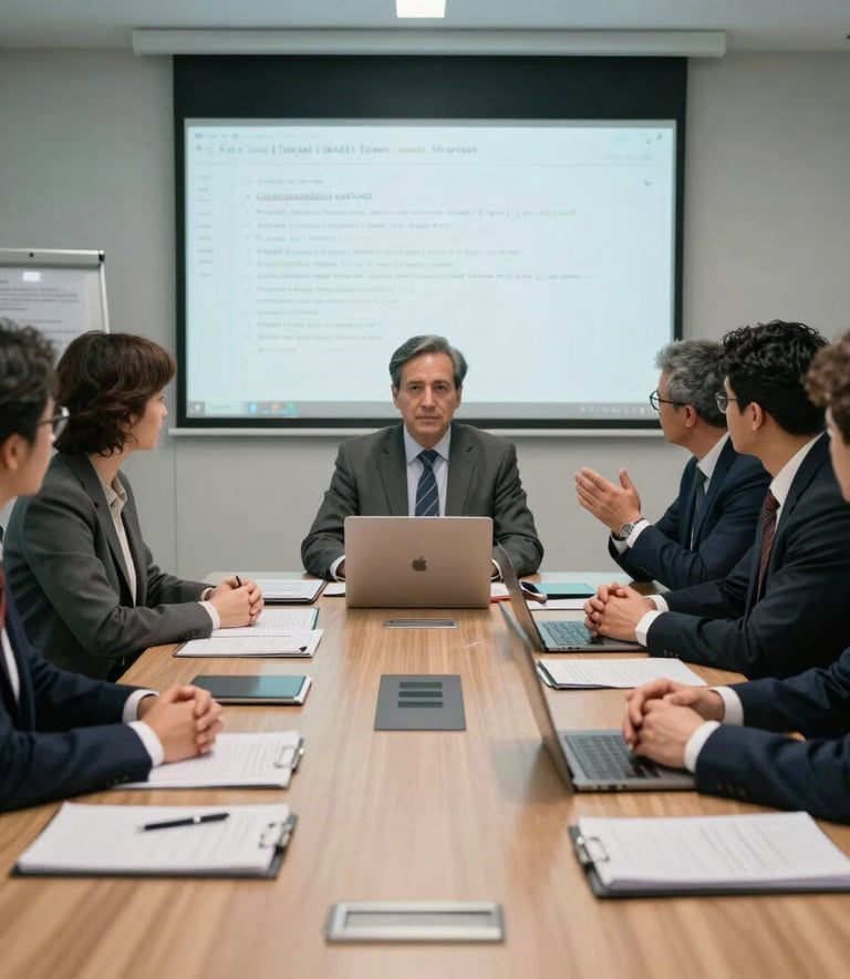 Detailed view of a professional management board in a high-tech South American office environment, symbolizing intelligent solutions and results.