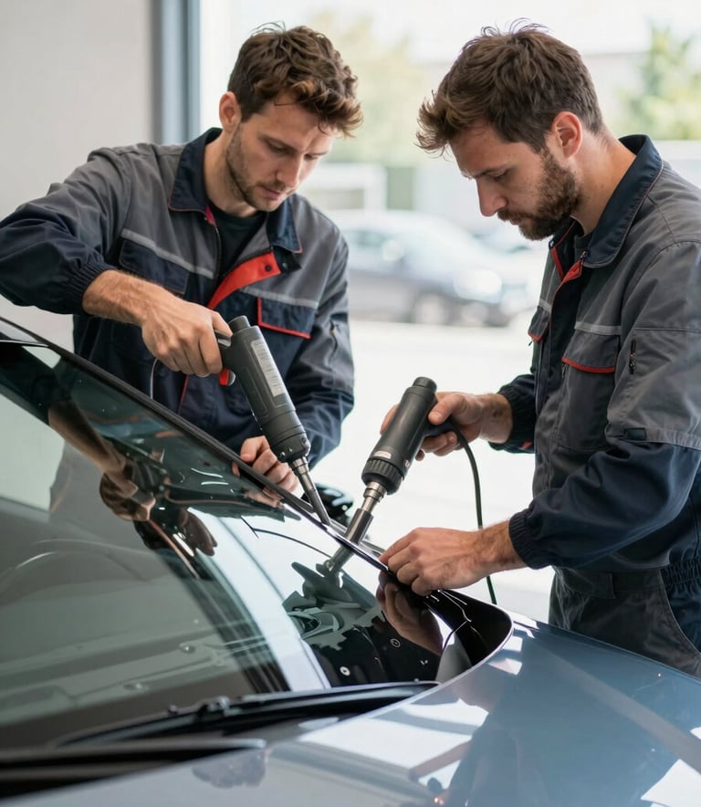 Remplacement complet de pare-brise sur véhicule moderne la Frette