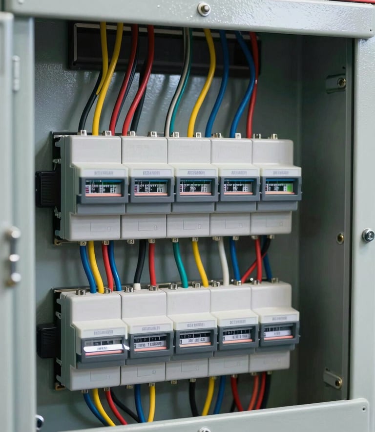 A high-resolution shot of color-coded wiring inside an electrical panel, showcasing extreme organization and clean execution. The lighting is bright and even, reflecting a professional North American / US (Florida) electrical standard.