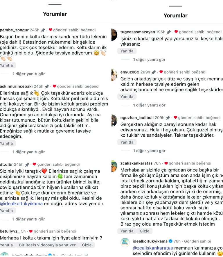 Koltuk Yıkama Yorumları