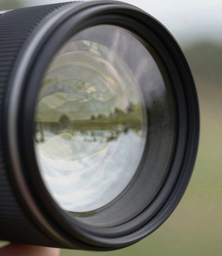 A detailed photograph of high-quality, OEM-standard glass showing a slight reflection of a clean North American landscape. The image uses a soft focus on the background with sharp, clear focus on the glass surface, conveying integrity and quality.