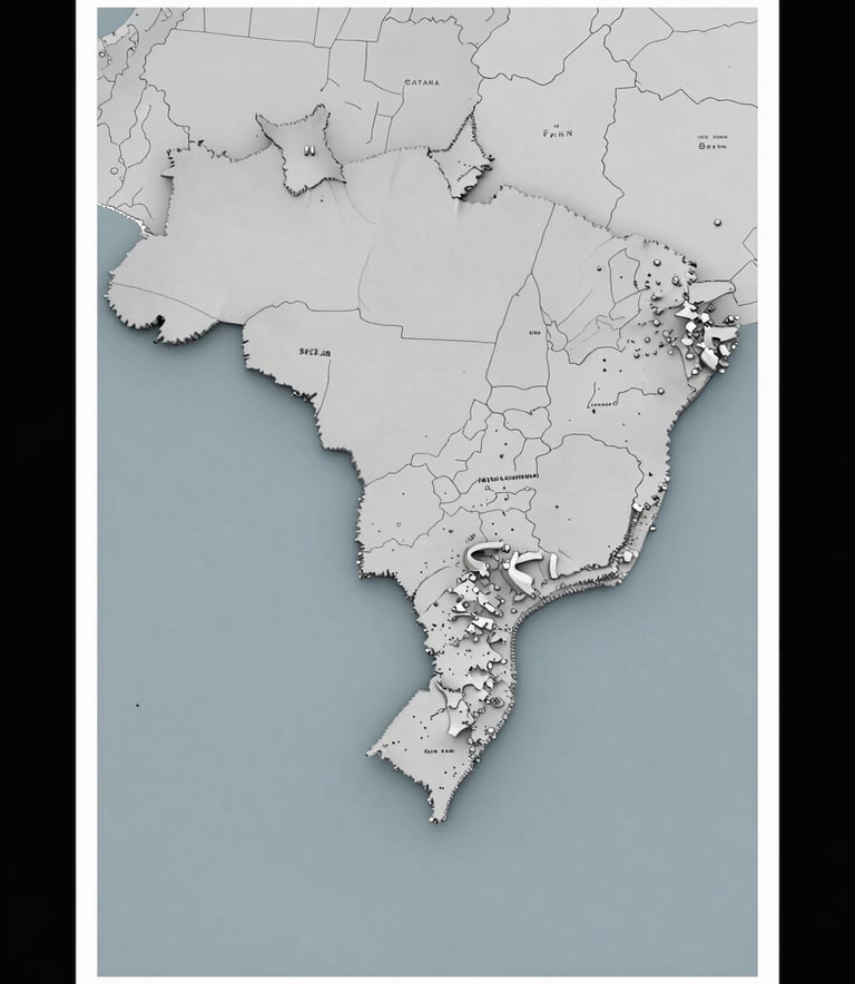 A detailed map of the state of Santa Catarina, Brazil, presented in a professional graphic style with a clear border, emphasizing regional coverage, soft gray tones.