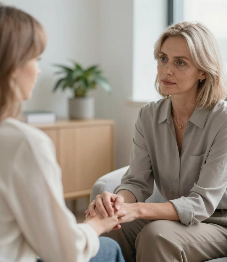 Two people are holding hands.