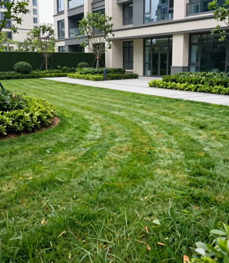 A close-up of a professional cleaner in a neat uniform cleaning a high-end glass door in a modern Central European / German office. The lighting is bright and clean, with Pale Aqua highlights and Soft Off-white surfaces.