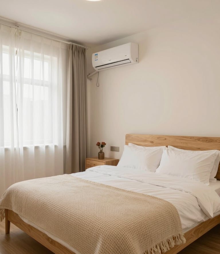 A cozy living room featuring a sleek rented refrigerator and washing machine with soft natural light highlighting the appliances.