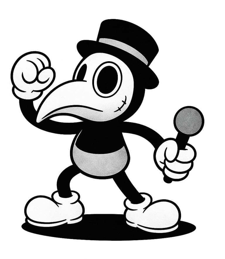 illy is the mascot logo of the ill individuals collective, a old school style cartoon plague doctor