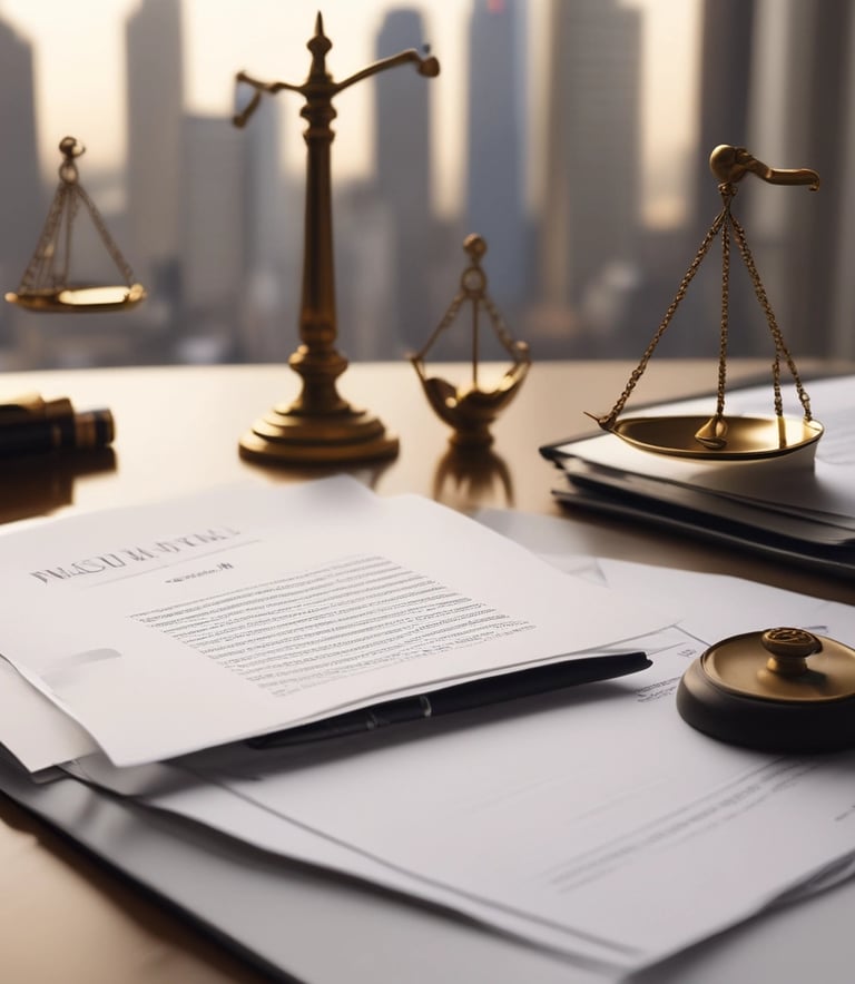 A close-up of a professional reviewing a legal notice document on a laptop screen.