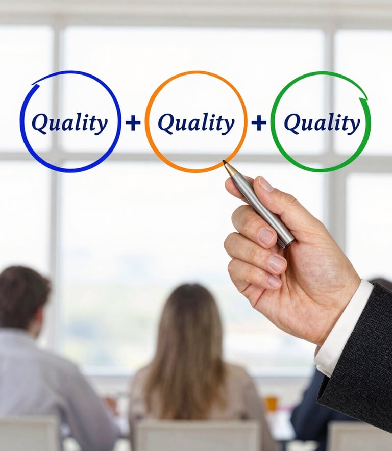 A close-up of two diverse professionals in a collaborative meeting, one pointing at a soft ice colored tablet screen, natural lighting through large windows, wearing steel blue professional attire.