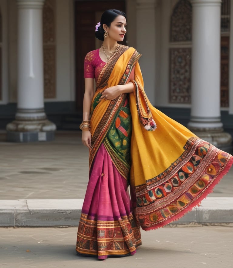 A vibrant display of mekhela sador in various colors and patterns.