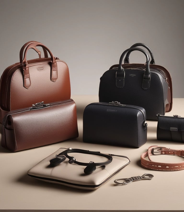 A collection of chic accessories in a minimalist setting.