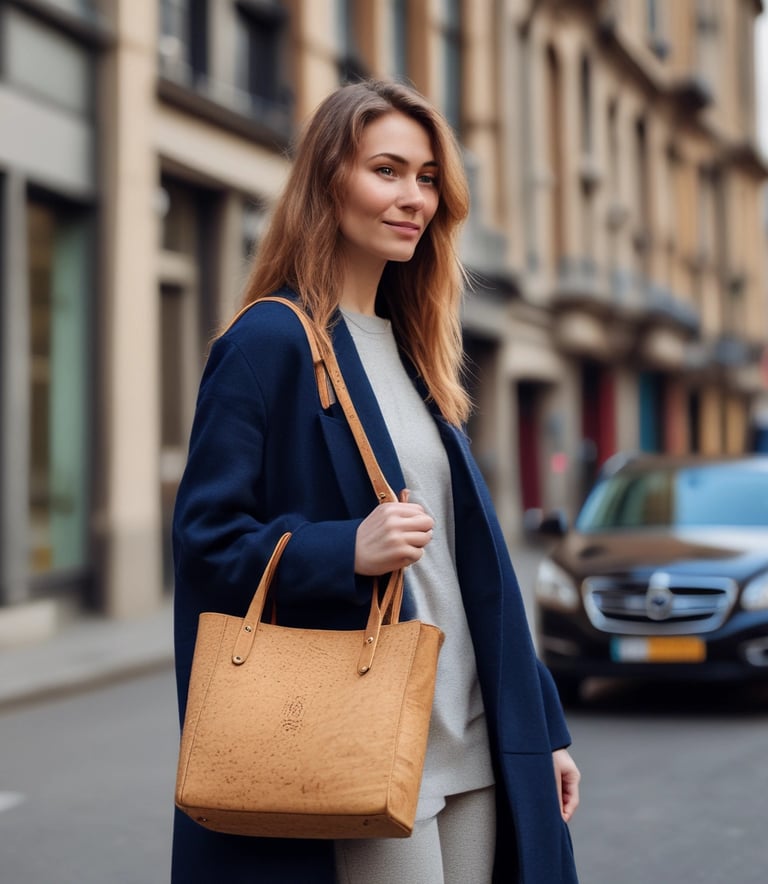 Tasche aus Kork mit Seilen