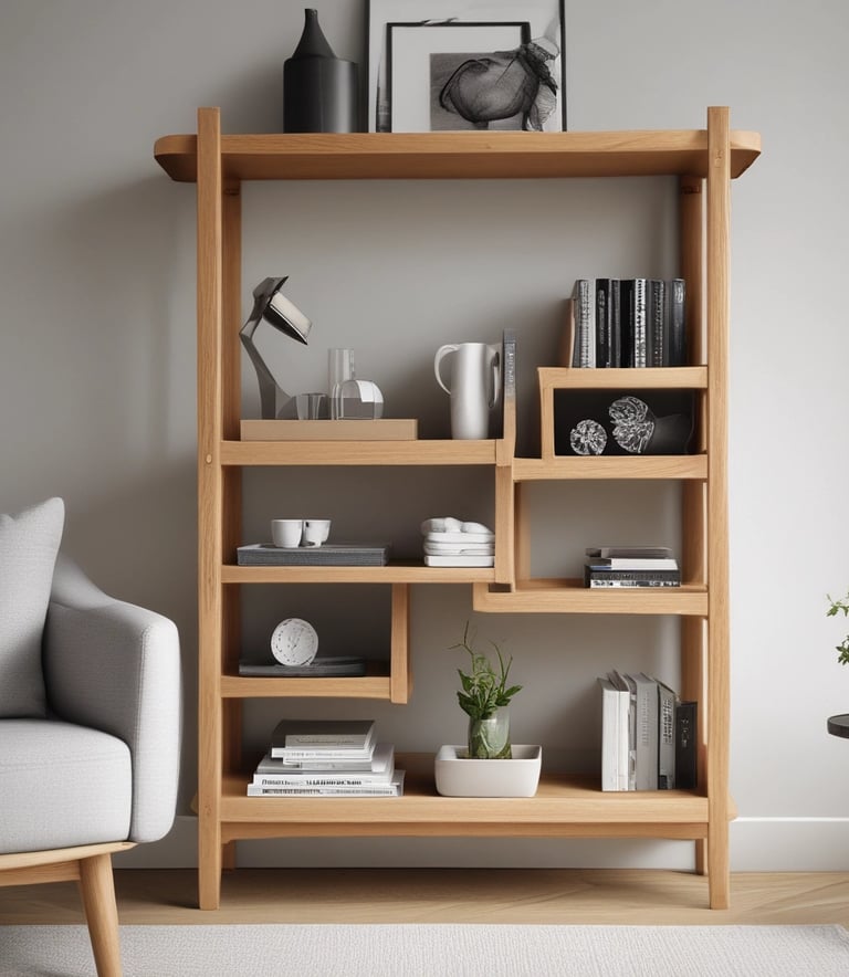 Elegant wooden shelves made from aged oak.