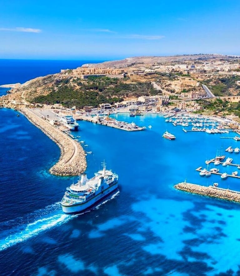 Arriving on island of Gozo