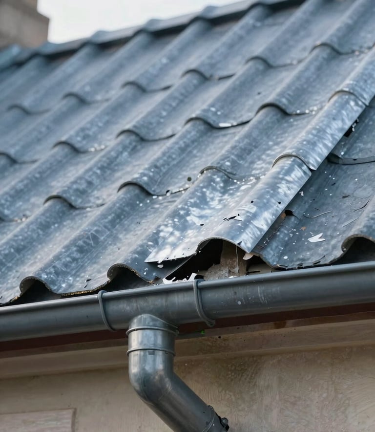 Close-up photography of intricate zinc roofing work and guttering details, professional craftsmanship, soft natural daylight, slate blue and metallic tones, European French architecture style.