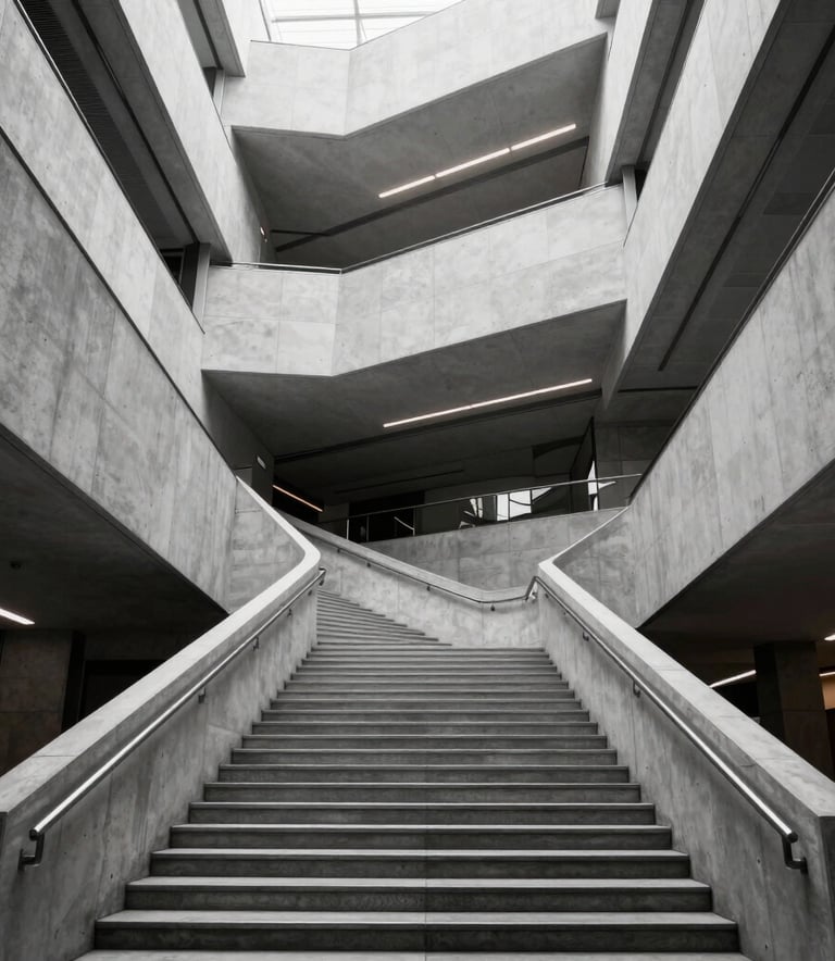 Modernes Beton-Interieur als Sinnbild für eine strukturierte Methodik der IT-Architektur.