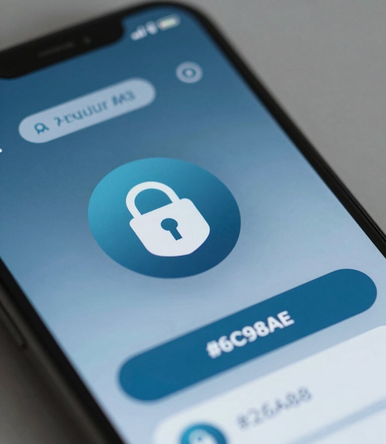 High-tech close-up of a secure digital wallet interface on a sleek mobile phone screen, professional lighting, corporate atmosphere using shades of #2E6A8A and #6C98A8, projecting a sense of security and efficiency.