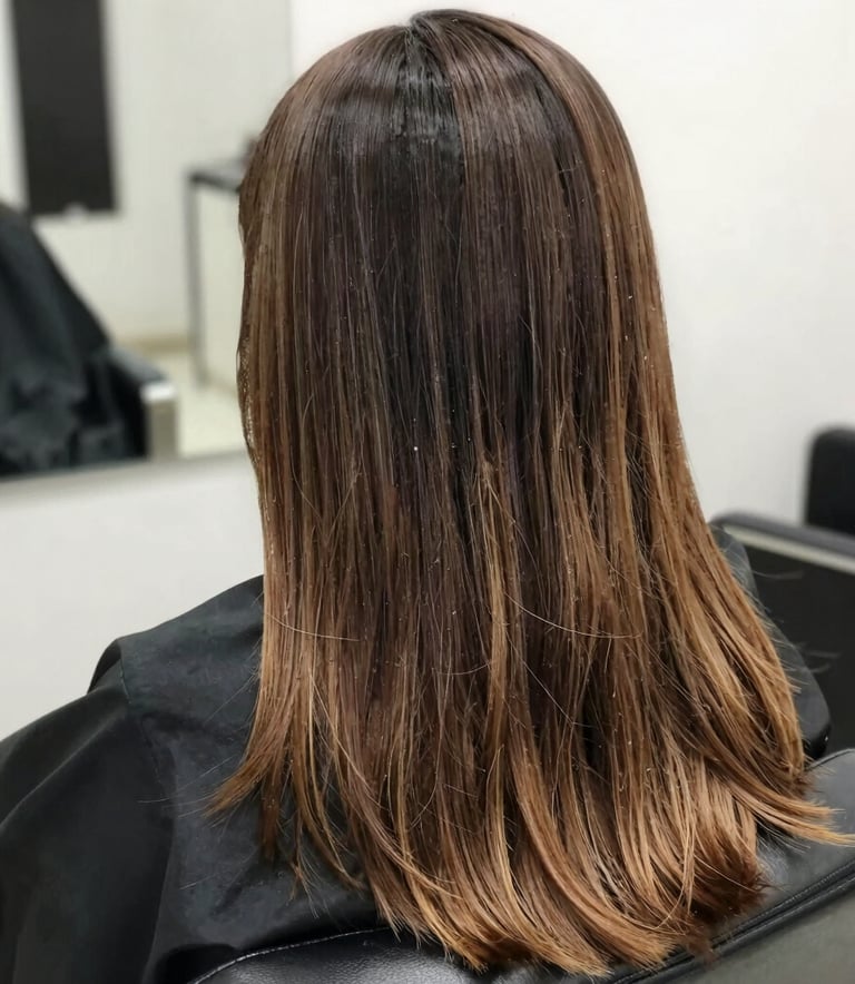 A South American / Brazilian woman with long, silky, shiny hair looking over her shoulder, soft warm lighting, professional photography.