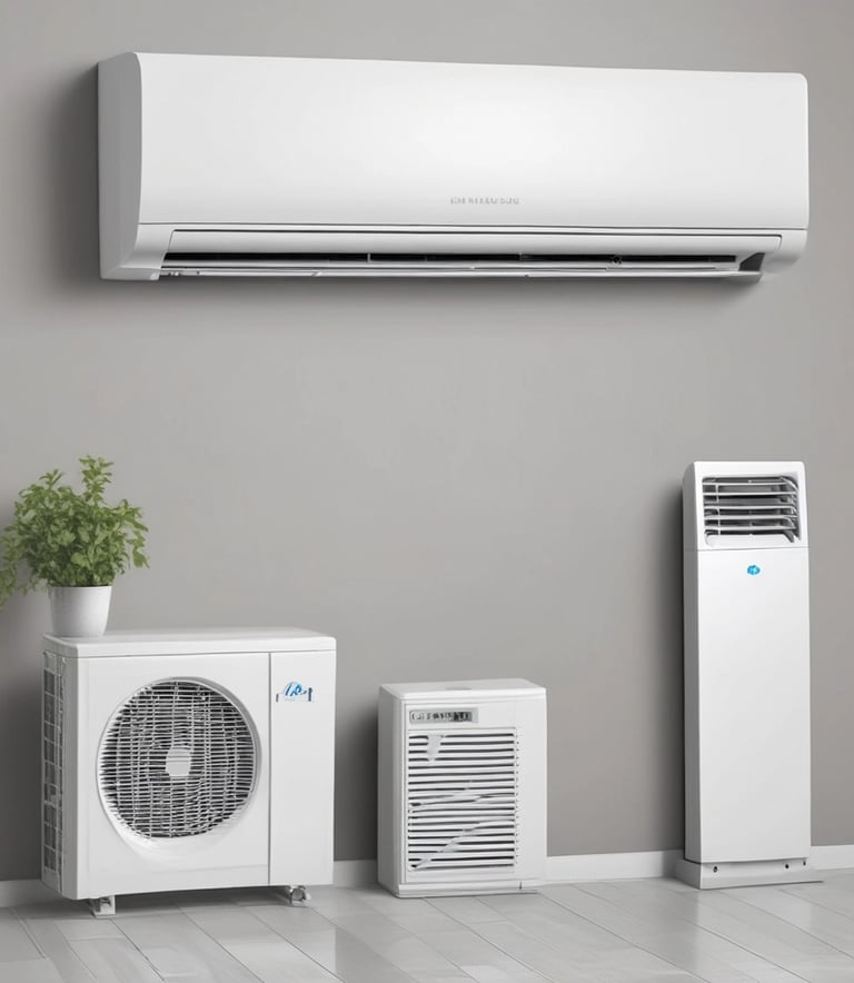 A technician performing an air conditioning installation in a commercial space.