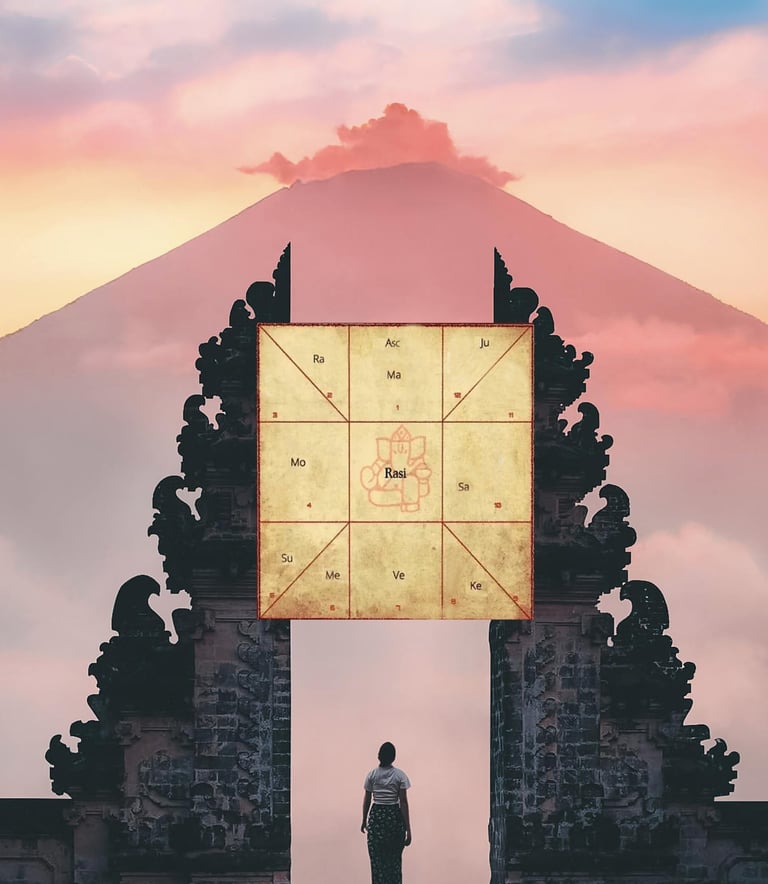 woman gazing up at her vedic horoscope 