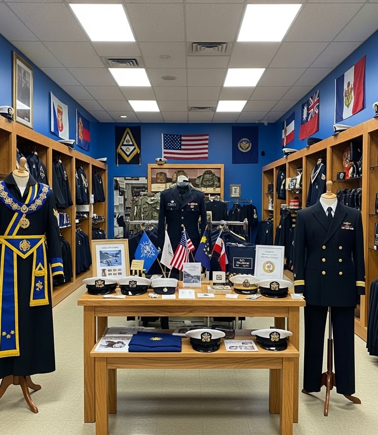 Military Accoutrements, Air Force, Navy, Police Uniforms, Masonic Reg Manufacturer — Not a Middleman
