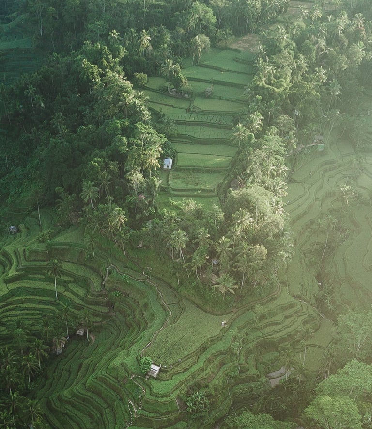 a large amount of trees and grass in a lush green field