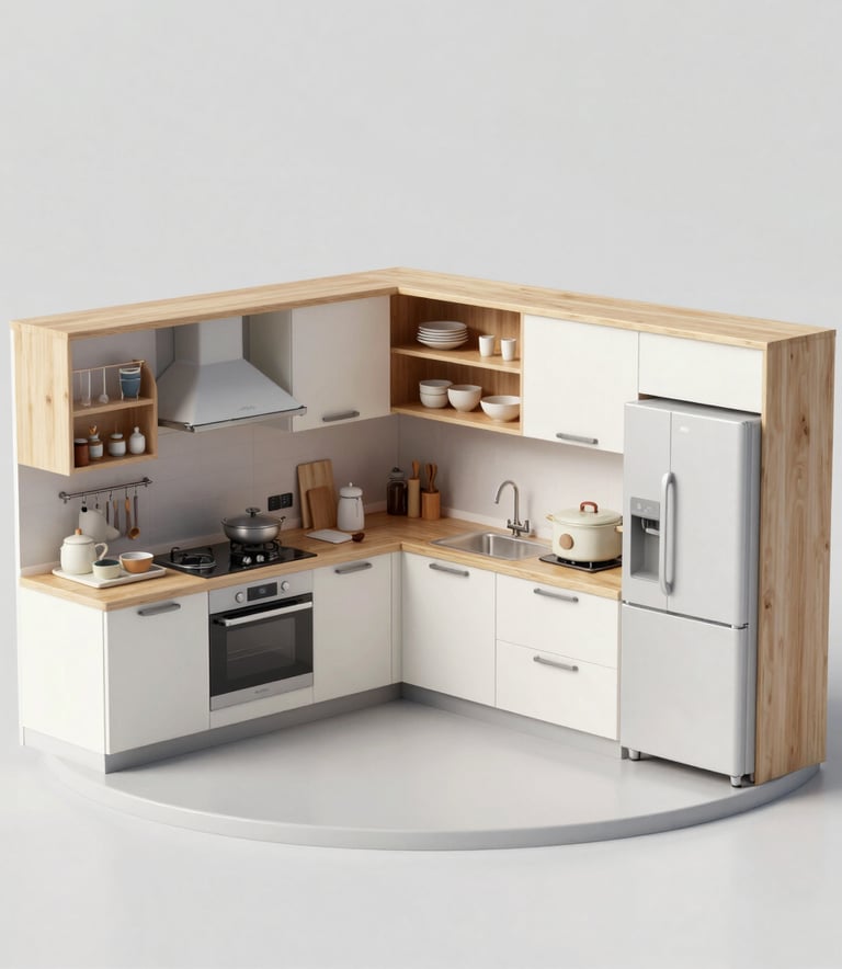 Washer and dryer set fitting snugly inside a small laundry nook