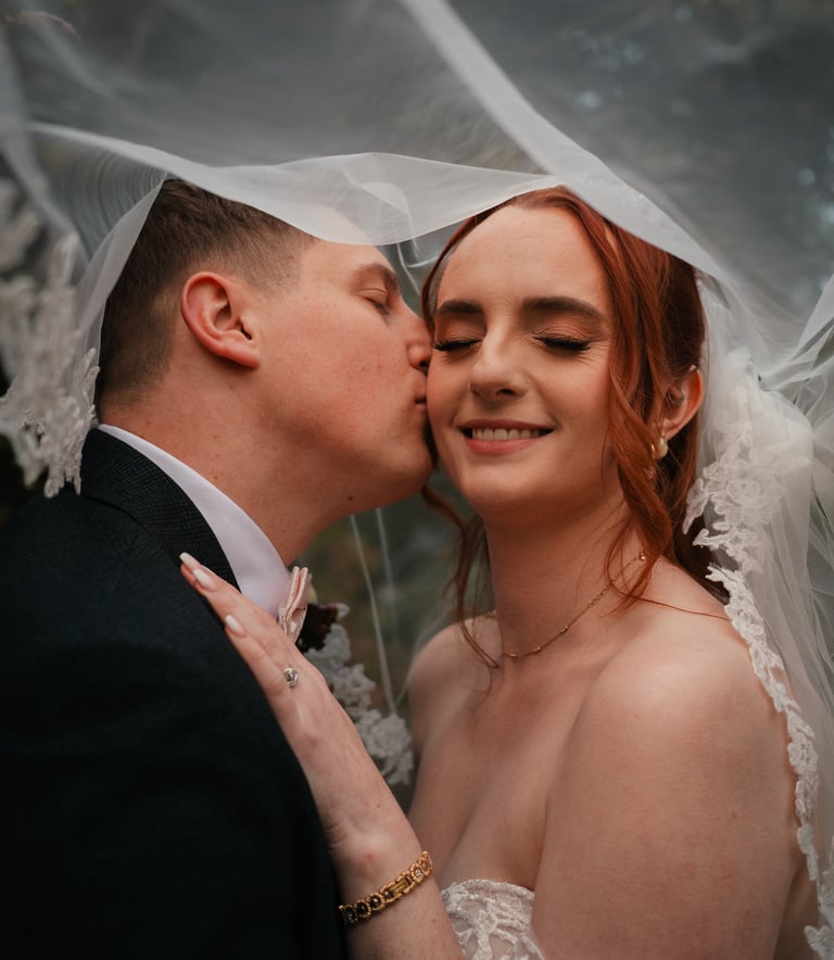Bride and groom walking together in Leeds wedding venue – documentary wedding photography by The Wed