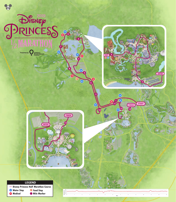 2019 runDisney Princess Half Marathon Weekend Half Marathon Course Map