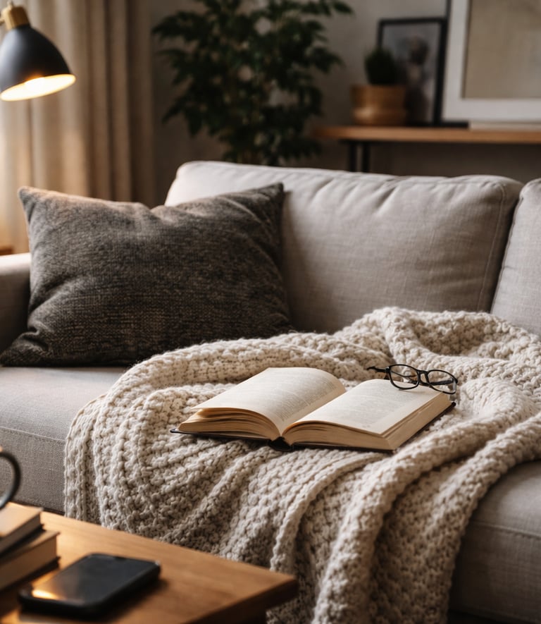 A book on a sofa