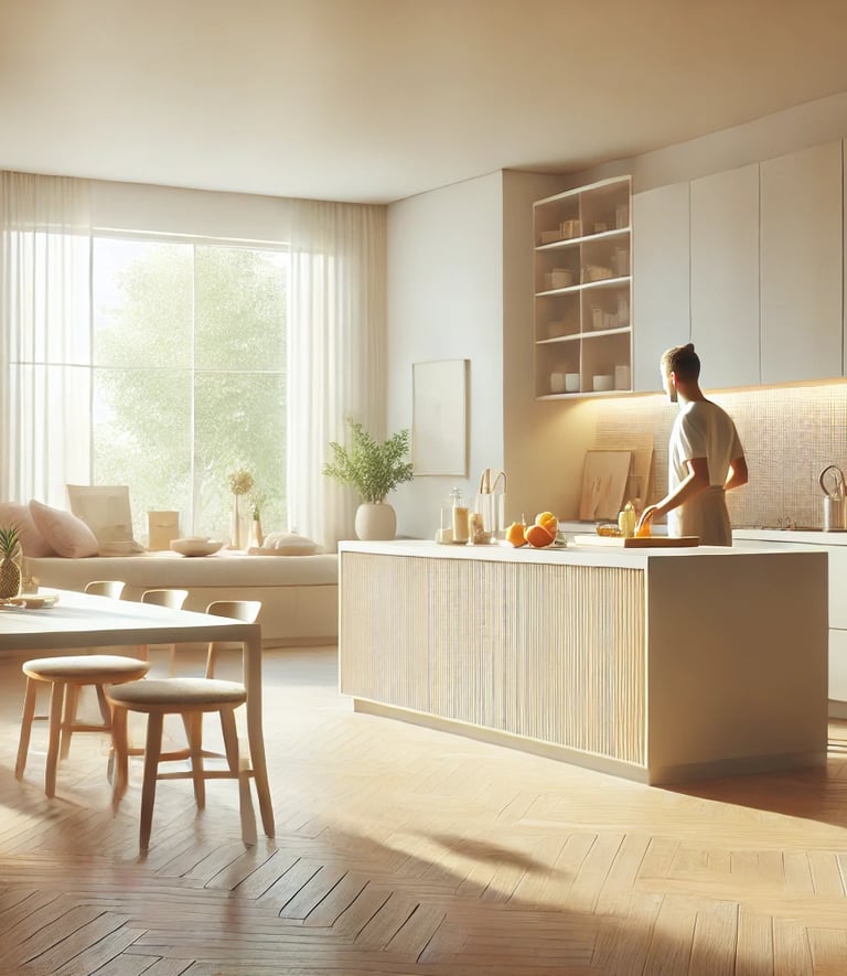 Cuisine diététique apaisée lumineuse