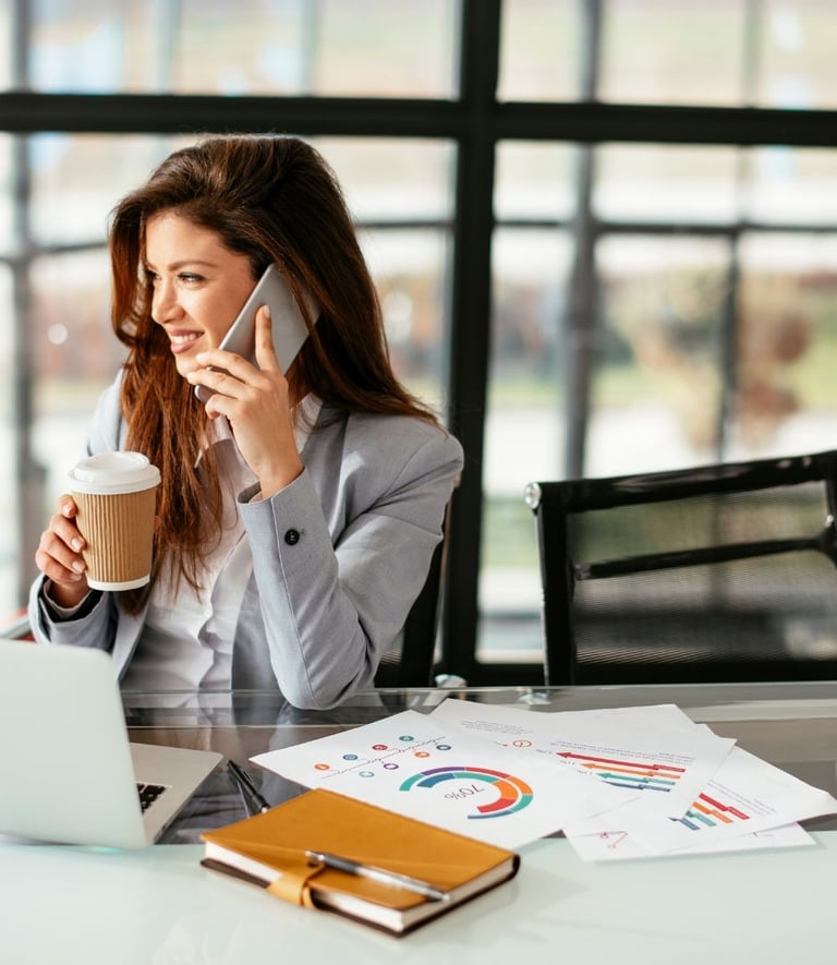 happy realtor on phone