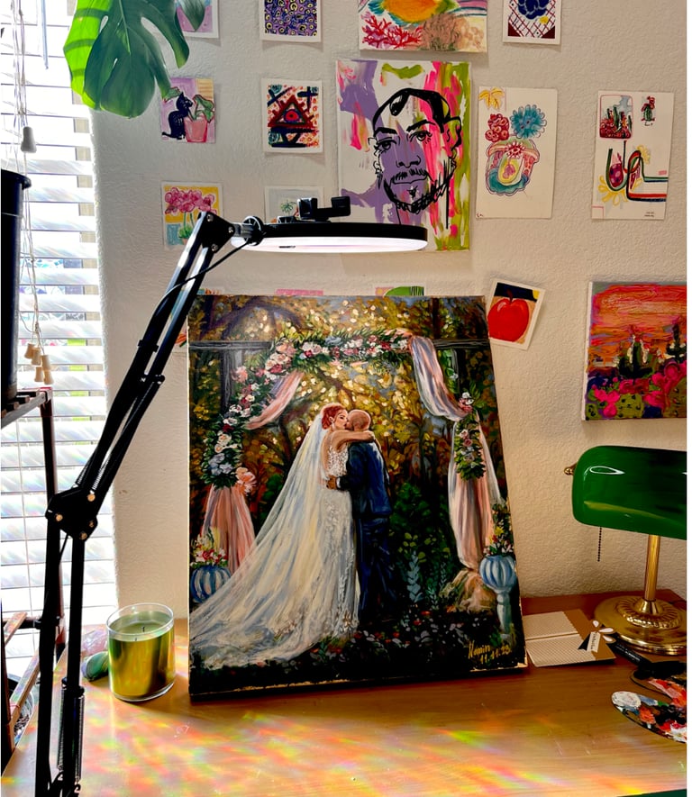 LIve wedding painting, Live painter near me, Artists studio