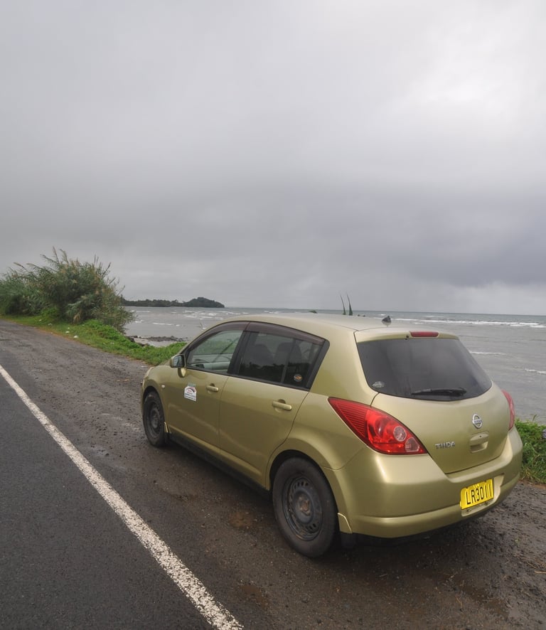 our hire car on the coast road to suva, fiji