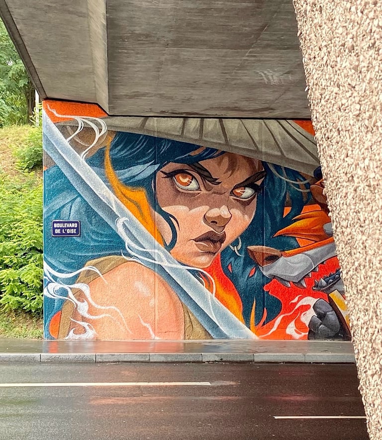 Loyal in Battle - Mural en Cergy, street art, arte urbano por Ona Salvador