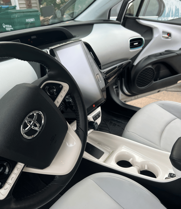 Immaculate car interior with sanitized surfaces and a fresh scent