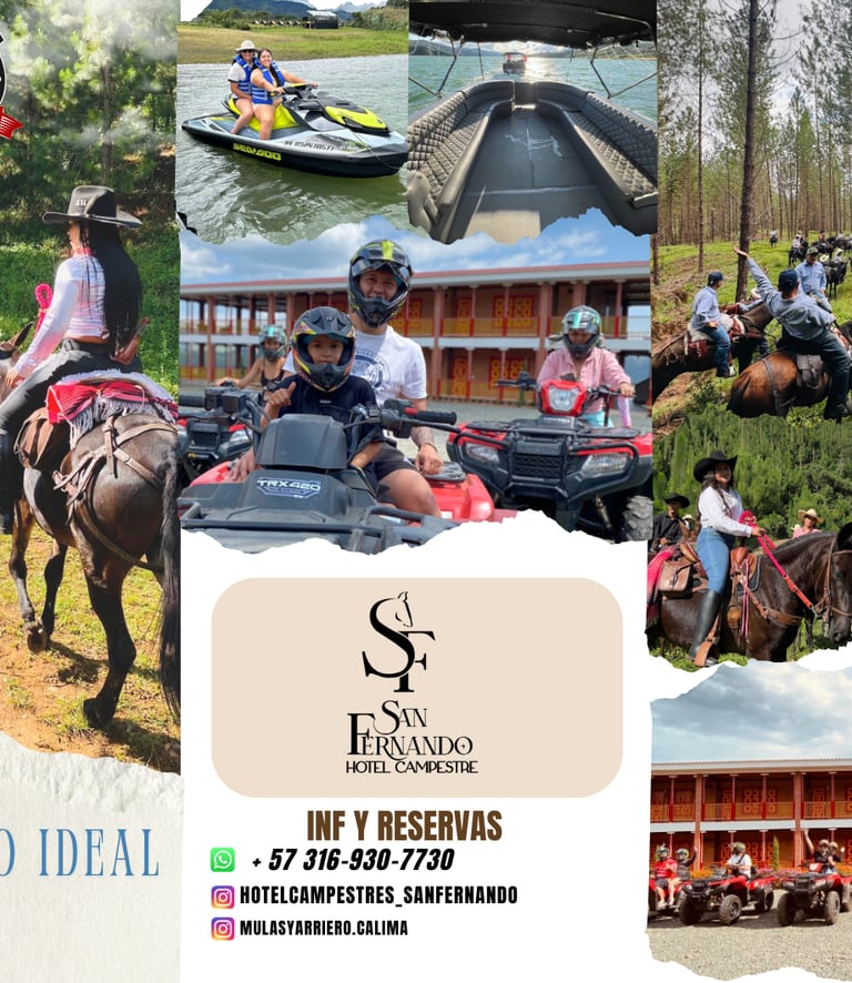 Paseos a caballo, recorridos en cuatrimoto, alquiler de jetski y ponton