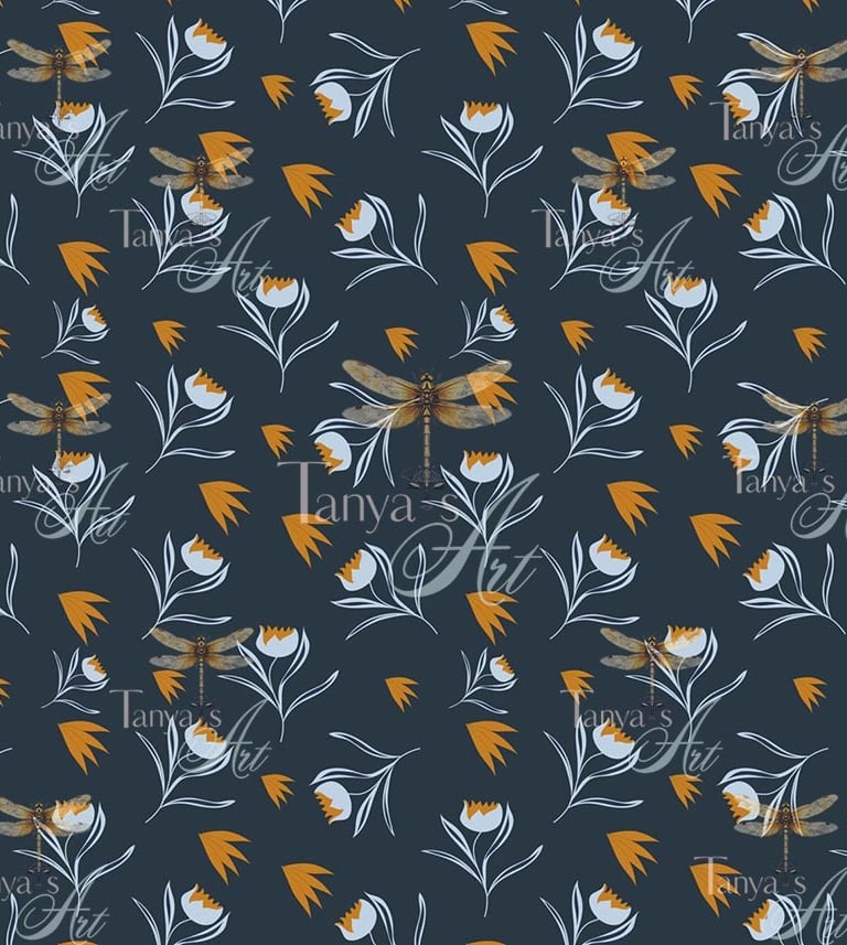 Golden Blue pattern created in Illustrator with a touch mustard yellow pattern image