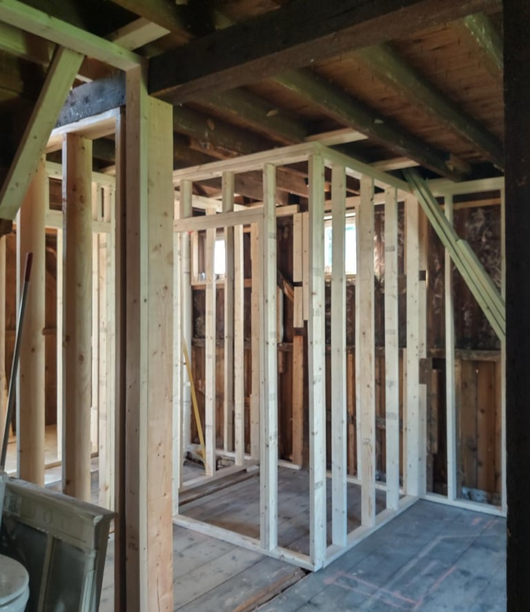 Framing and structural remodeling in progress by Renjay Remodeling, Connecticut