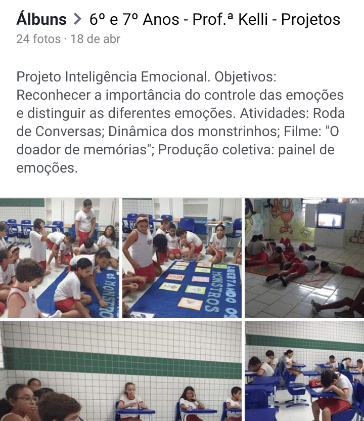Registros de um dos projetos desenvolvidos por mim, em uma das escolas que lecionei.