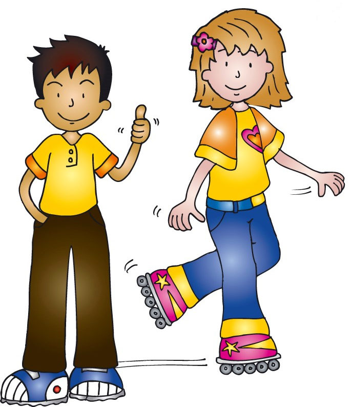 A cartoon-style image of a boy and a girl