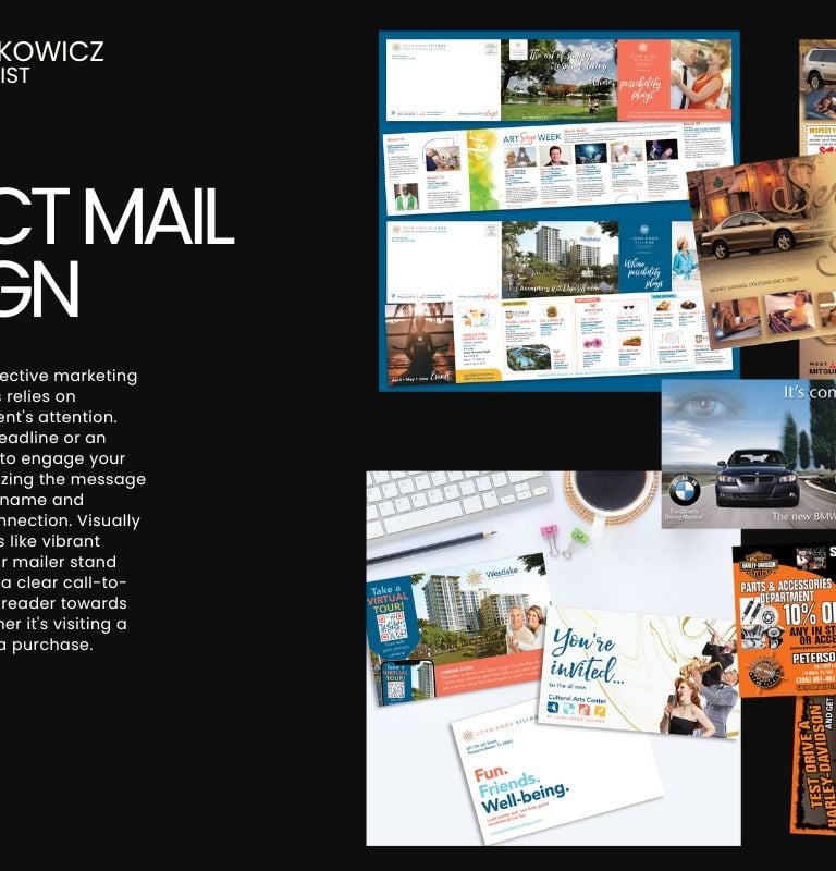 direct mail designer, custom direct mail art