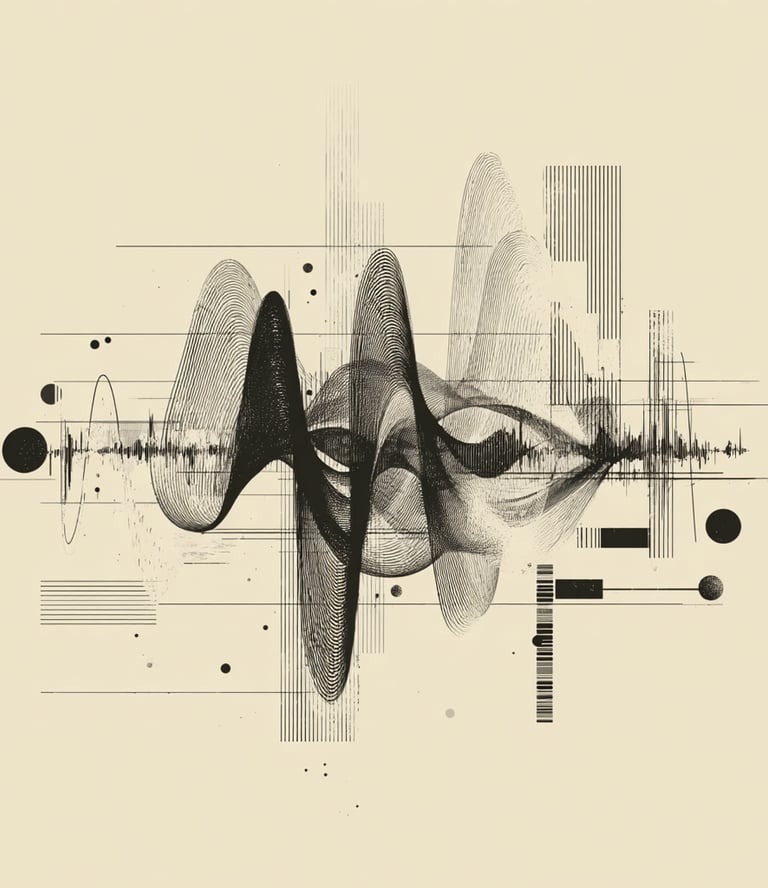 illustration graphique et artistique d'une vibration agrémentée de lignes et formes géométriques