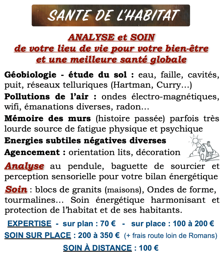 santé de l'habitat, harmonisation maison, purification appartement . géobiologie