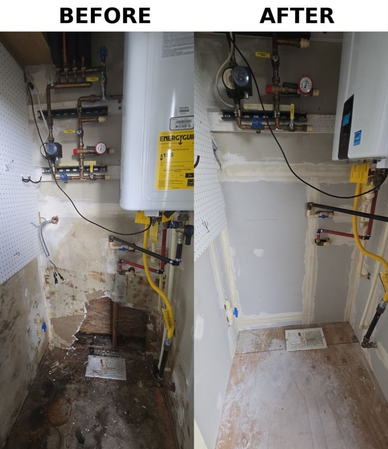 Drywall repair after plumbing work by Home Genius Handyman