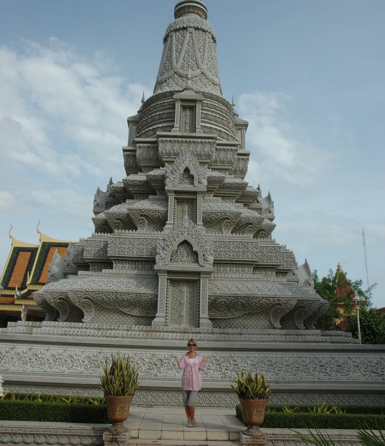Tracey Billington at the Royal Palace of Cambodia, Phnom Penh, Cambodia