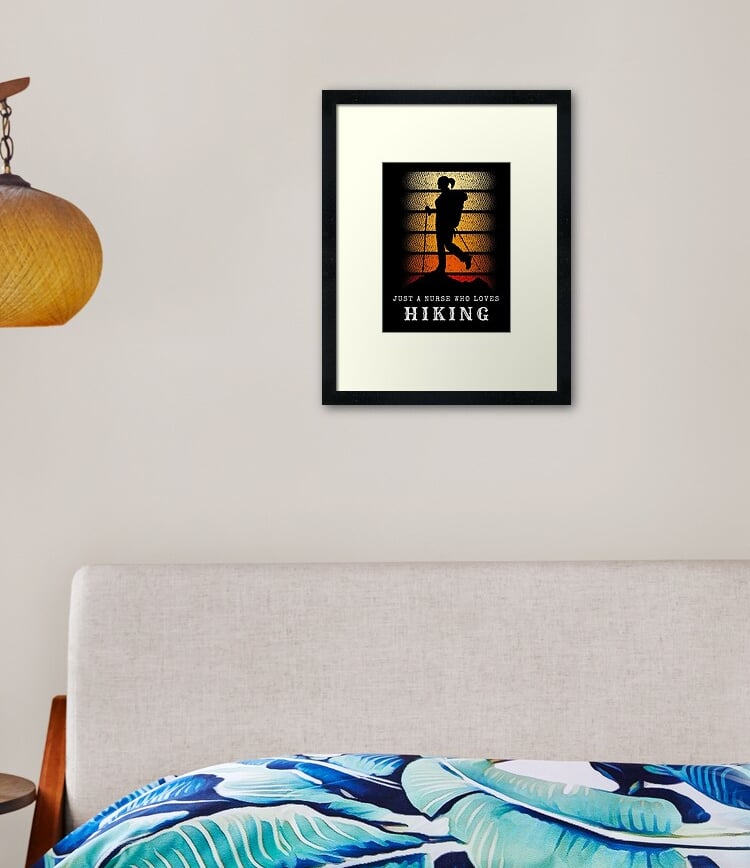Nurse Loves Hiking Framed Art Print