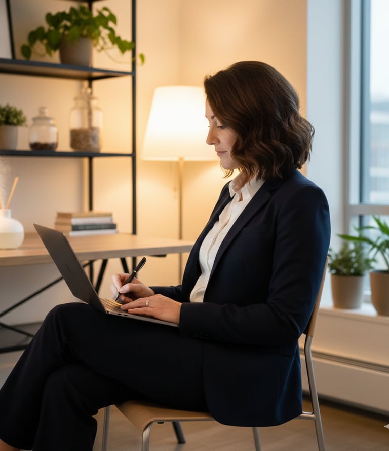 cecilia tetard qui est en train de travailler devant son ordinateur 