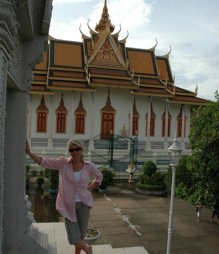 Tracey Billington at the Royal Palace of Cambodia, Phnom Penh, Cambodia