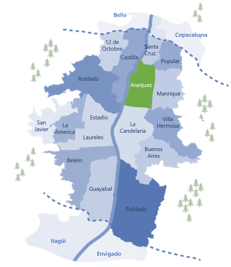 Carte Barrios Medellin - Aranjuez