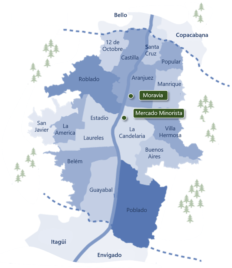 Carte Medellin Moravia Minorista